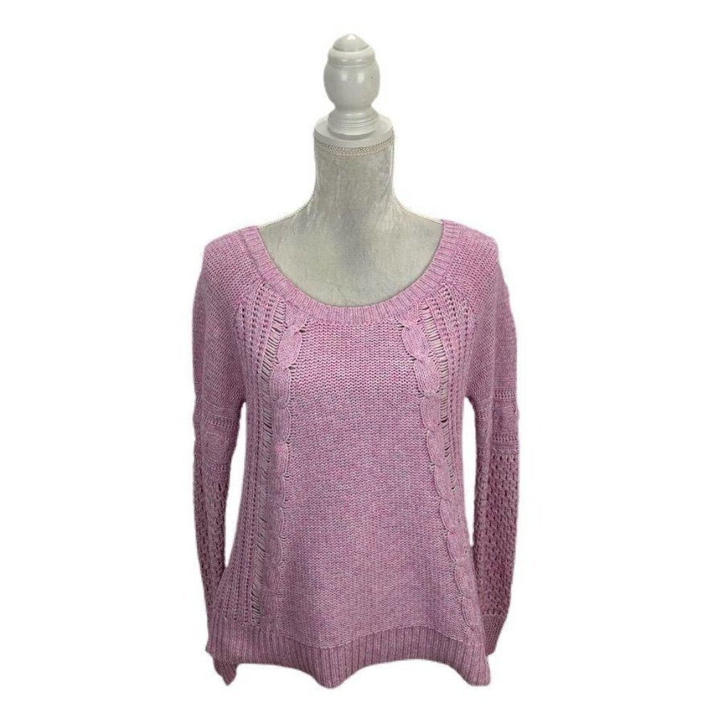 American Eagle Mixed Knit Sweater Open Knit Marled